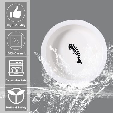 Набір мисок для котів та собак, кераміка, підняті миски для котів, 340 мл, миски для котів зі стійкою, придатні для миття в посудомийній машині