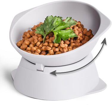 Підвищений годівниця для котів ne&no® Silikon з регульованим нахилом, сірий колір каменю | годівниця для котів | миска для котів