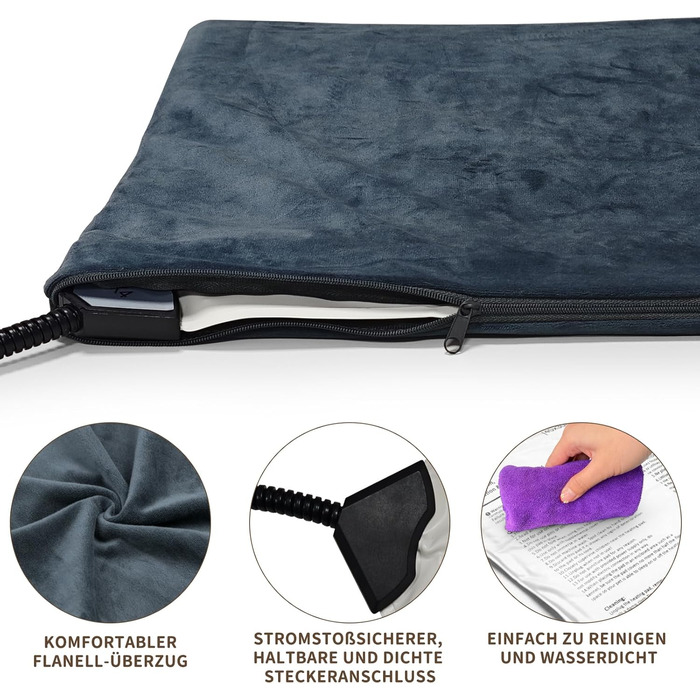 Нагрівальний килимок для тварин NAMOTEK з регулюванням температури та таймером, вологостійкий, з безпечним нагріванням, автоматичне вимкнення, 40x30 см, сірий