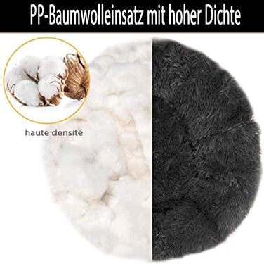 Ортопедична лежанка для собак XL: м'яка, кучерява, з пам'яті ефекту, овальна, для великих, середніх собак. Лежанка-софа Donut, темна сіра.