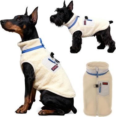 Зимовий пуловер для собак, тепла куртка для собак, кремовий колір, розмір L