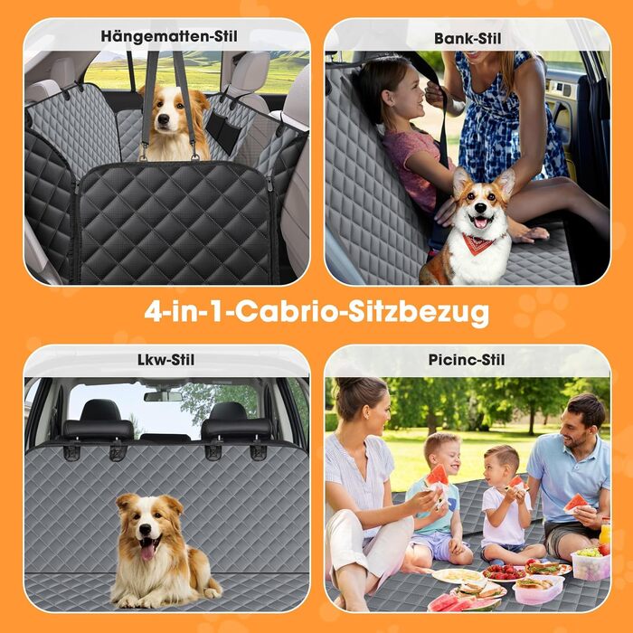 Кришка для автосидіння для собак JOEJOY, 135 x 144 см, сіра: захист від бруду, подряпин та води