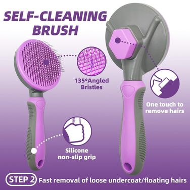 Набір щіток для догляду за шерстю, фіолетовий