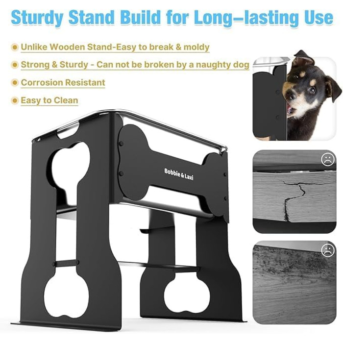 Підвищений миска для собак об'ємом 9.1 л з нержавіючої сталі з підставкою, 36 см заввишки для великих порід собак, стабільний металевий фуршет для полегшення суглобів, легко миється для використання в приміщенні та на вулиці