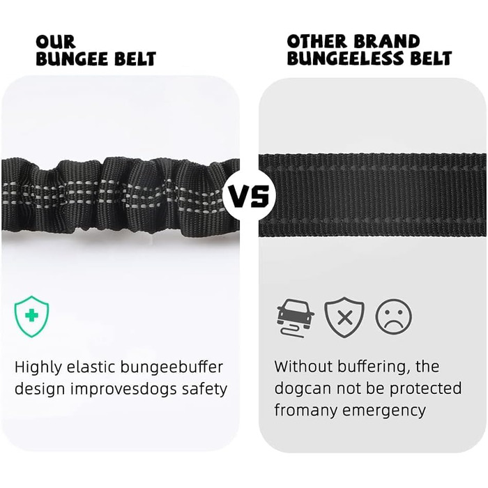 Автомобільний поводок для собак: регульований, еластичний, безпечний, 2 шт. (чорний)