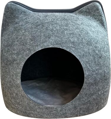 Кігтеточка-будиночок для котів з фетру - ліжко, лежанка, будиночок для кота з подушкою (темно-сірий, великий)