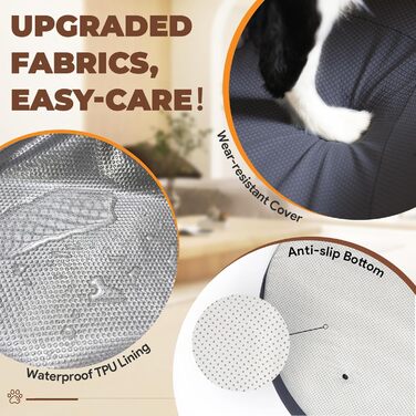 Ортопедичні лежанки для собак великих та середніх порід, 22,9 см товщиною, з чистого пінополіуретану Memory Foam, зі знімним, пральним чохлом, водонепроникна лежанка, для домашніх тварин, щільність 60D, KAUFEST, сірий темний