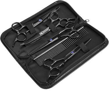 Набір догляду за тваринами, 7 шт. - професійні ножиці для собак та котів, нержавіюча сталь