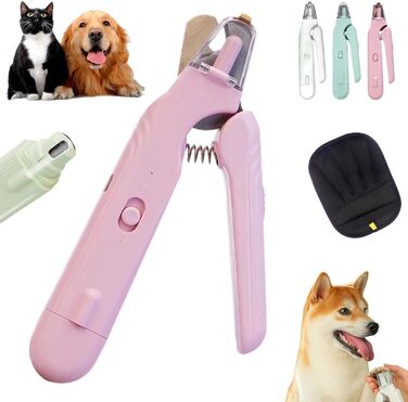 LED-кліщі для стрижки кігтів з підсвічуванням, захистом від бризок та тихим мотором (C-Рожевий)