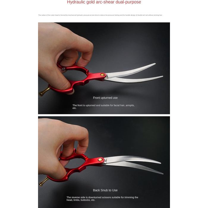 Професійна фурчійська ножиця для собак та котів, 6.5 дюймів, вигнута ножиця для грумінгу домашніх тварин, інструменти для догляду за тваринами (жовта, вигин 30°)