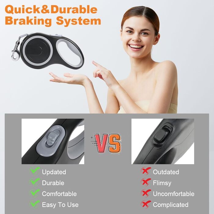 Рулетка для собак Aomig: витягувана повідка з антиковзним руків'ям, 8м, до 50кг