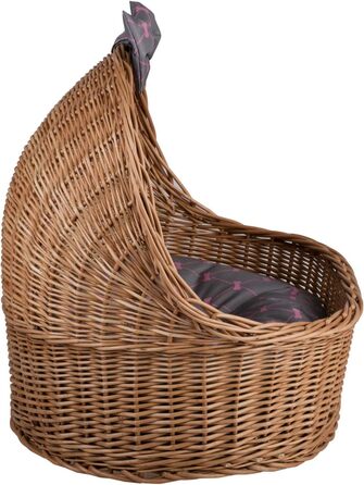 Плетена будка з лози для собак і котів e-wicker24, з дахом, натуральний сірий, лежанка, кошик, будиночок