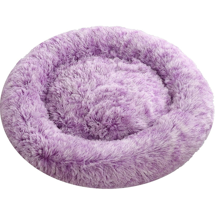 Кругле ліжко для собак Comlax Mittler, 60 см, лілове. Зручне, м'яке, знімний чохол. Антистрес, штучне хутро.