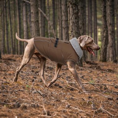 Теплий зимовий одяг для собак Lelepet: водонепроникний пуховик з флісовою підкладкою, з отвором для шлейки, великі розміри (XL, коричневий)