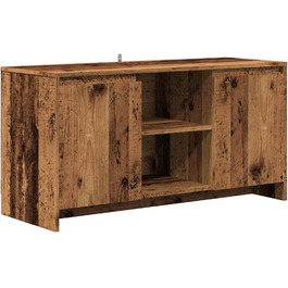 vidaXL телевізійна тумба з дверцятами та полицями, біла, 102x37,5x52,5 см, ДСП (старе дерево), меблі для телевізора, низька тумба, шафа для ТВ, HiFi, для вітальні