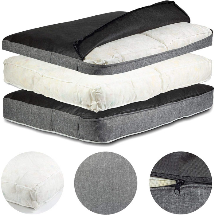 Крісло-ліжко для собак середніх порід | М'яке ліжко з memory foam | Легко миється | Сірий колір, 50 x 65 см