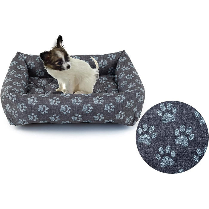 Водонепроникне ліжко для собак - ліжка для маленьких та великих собак, кошик для собак, блакитна лапка 65x55x16 см