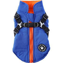 Тепла куртка для собак, жилет, повід, 2-в-1 зимова куртка, без тяги, жилет для собак, повід, комплект, куртка для цуценят, маленьких та середніх собак, блакитний (S)