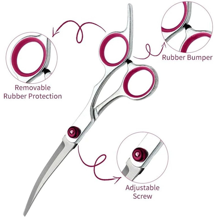 Професійний набір ножиць для грумінгу собак 4 в 1, 6 дюймів, ножиці для стрижки шерсті собак, прямі та зігнуті ножиці, ножиці для фінальної обробки з зубчиками