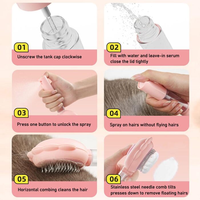 Бурштук для собак та котів Vamotto з водяним розпилювачем та самоочищенням - рожевий