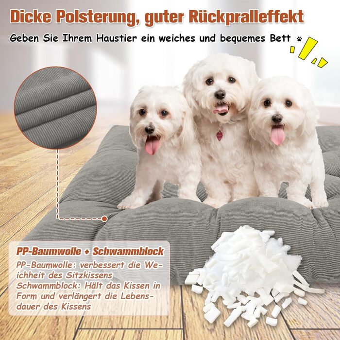 Ортопедичне ліжко для собак 50x30x8 см, м'яке, з антиковзним дном, для маленьких та середніх собак, біле