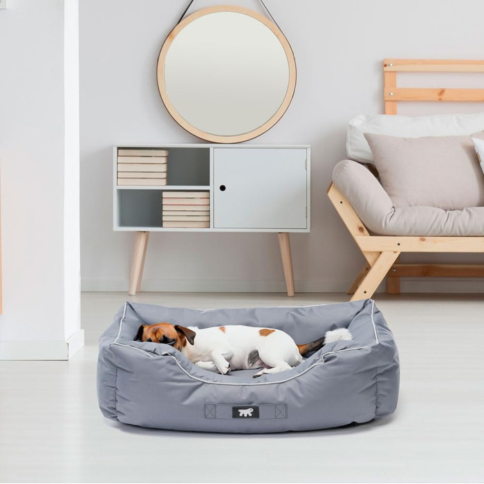 Ортопедичне ліжко для собак великих порід Ferplast: м'яка лежанка-корзина з водонепроникним знімним чохлом, 110 x 70 x 8 см, сірого кольору