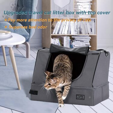 Переносний туалет для котів Petsfit, дорожній, складаний, сірий (44x33x34 см)