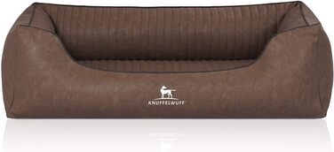 Ортопедичне собаче ліжко Knuffelwuff Chesapeake XL (105x75 см) з штучної шкіри, коричневе - знімний чохол, легко мити, для собак великих, середніх та малих порід