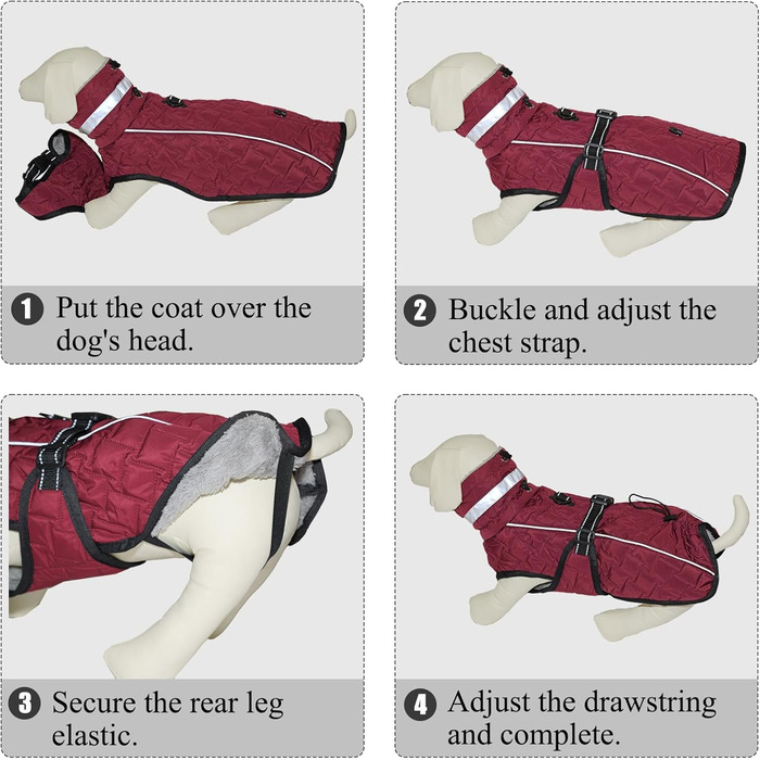 Водонепроникний зимовий теплий куртка для собак з підсумком для повідка. Підходить для малих, середніх та великих собак. Сірий колір.