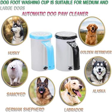 Автоматичний очищувач лап для собак PJDDP, портативний миючий пристрій для лап з м'якою силіконовою масажною щіткою, для великих і середніх собак, блакитний
