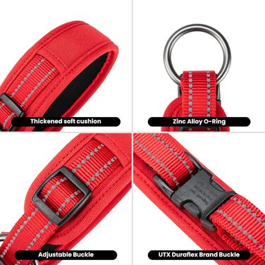 Нашийник для собак EXCELLENT ELITE SPANKER з PU матеріалу, з пряжкою, регульований, для малих, середніх та великих собак, чорний, червоний, синій (RED-L)