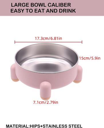 Миски для котів та собак з нержавіючої сталі, антиковзні, підняті, набір 2 шт (білі та рожеві)