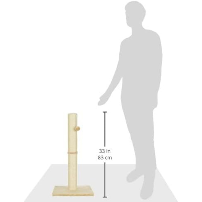 Дряпка для котів Kerbl Opal Maxi: кігтеточка з сизалю, 38x38x78 см, з м'ячиком, для малих та середніх котів