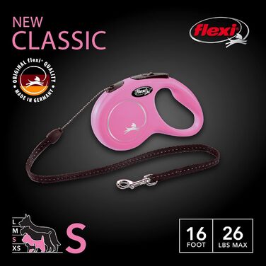 Повідок-рулетка FLEXI Classic для собак до 12 кг, 4,8 м, рожевий, зручний, не плутається