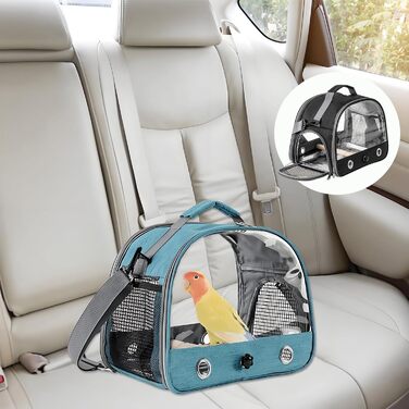 Транспортна сумка для папуг, переносна сумка для птахів з підставкою та підносом з нержавіючої сталі, легкий рюкзак для папуги, складана переносна коробка для птахів, переносна сумка для маленьких птахів, для папуг (чорна)