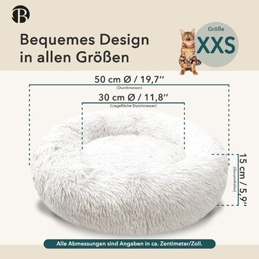 Кругле ліжко для собак та котів, 50 см. М'яке ліжко-подушка, корзина для собак, плюш, зручне та мите ліжко для котів, колір: кремовий, розмір XXS-50 см
