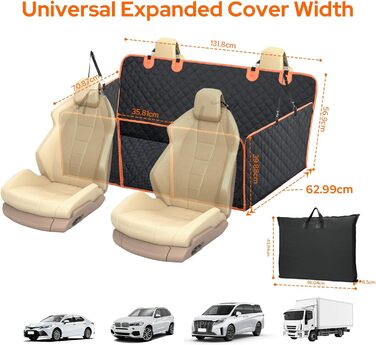 Захист для заднього сидіння автомобіля для собак: водовідштовхуючий килимок, універсальний для всіх авто, SUV та багажника, з металевим кліпом