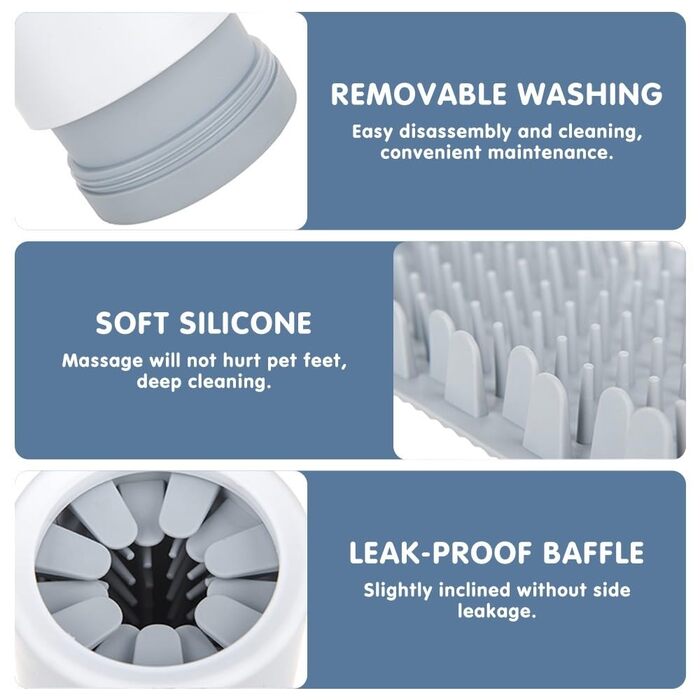 Очисник лап для собак, знімний, портативний, з м'якими силіконовими щетинками для маленьких та середніх тварин