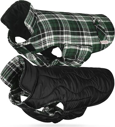 VIVAGLORY SoftJoy зимова куртка для собак, м'який софтшел, двостороння, на липучках, зелена, розмір M