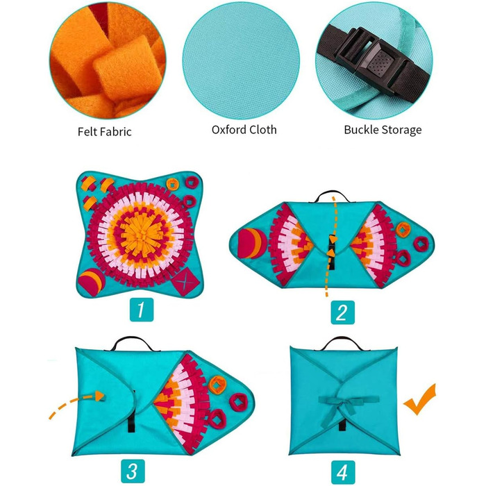 Килимок для собак Emwel для носових ігор, миючий, пазл-іграшка, великий, середній, цуценята, червоний