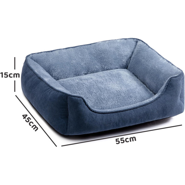 Ліжко для котів та собак Hollypet, м'яке, дихаюче, 55x45x15 см, блакитно-сіре