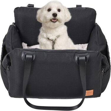 Автокрісло для собак, автосидіння для собак, маленьких собак. З безпечним ременем та кишенькою для зберігання. Водонепроникне та пральне автокрісло для собак (Чорний, One Size)