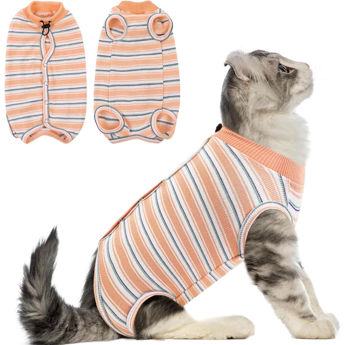 Одяг для котів після операції CITE TOILE, комбінезон для захисту животика, альтернатива E-обруча, помаранчевий, розмір L