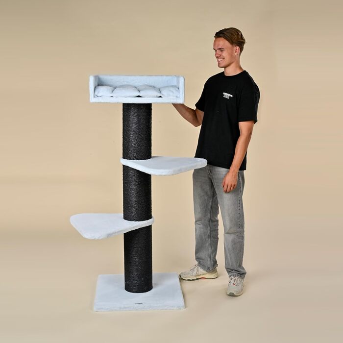 Котячий будиночок RHRQuality Royalty для великих котів – 158 см – з товстими сизалевими стовпами (основа, блакитний)