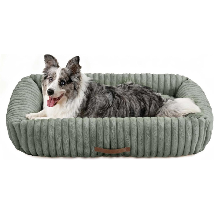 М'який лежак для собак, ортопедичний, великі породи, з підголовником, знімний, для собак XL, сірий (109x76x20 см)