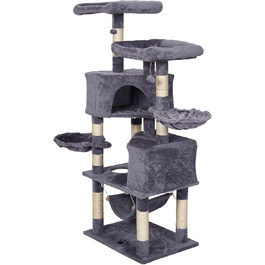 Дряпка для котів Wiltec сірого кольору з мотивом лапок 145 см: дряпка, платформа, будиночок, гамак, кліматичний комплекс для котів