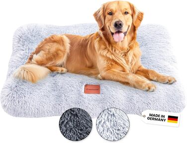 Преміум подушка для собак Wahre Tierliebe Fluffy - М'яке ліжко для вашого улюбленця. Легко чиститься. Ідеально для дому та в подорожах. Розмір M (100x75x25 см), сірий колір.