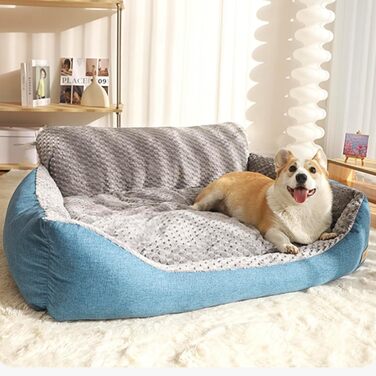 Ортопедичний лежак для собак великих порід, заспокійливий, теплий, м'який, знімний чохол, антиковзаюча підкладка (90 x 70 x 35 см)