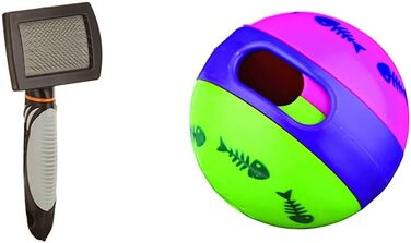 Набір TRIXIE: м'яка щітка для грумінгу та іграшка-м'ячик з ласощами для котів, пластик