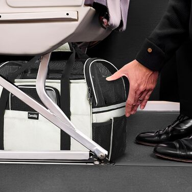 Транспортна сумка для котів та собак, дихаюча та складна, з регульованим плечовим ременем, знімний плюшевий матрац (Бежева, M)